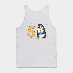 I am 5 with penguin - kids birthday 5 years old Tank Top